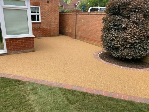 Resin Bound Patio with New Lawn in Ashford, Kent