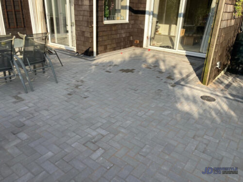 Block Paved Patio with Sleeper Border in Ashford, Kent