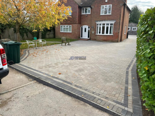 Block Paved Driveway, Patio and Pathway with New Lawn in Ashford, Kent