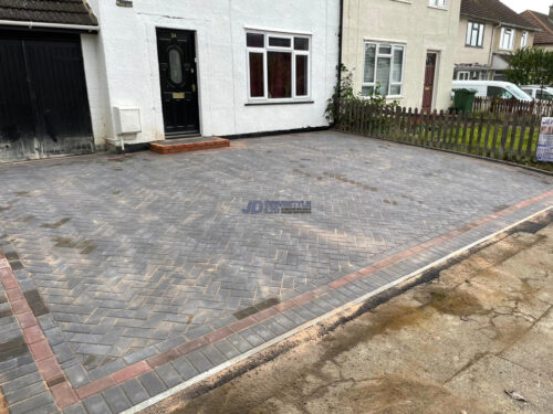 Charcoal Block Paved Driveway with Brindle Border in Maidstone, Kent