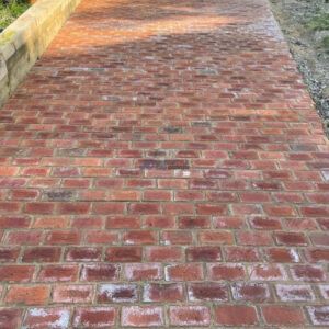 Brick Driveway with Porcelain Tiled Patio in Ashford, Kent