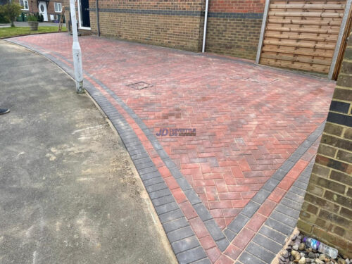 Driveway with Red and Charcoal Block Paving in Folkestone, Kent
