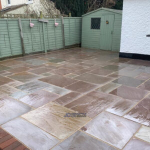 Indian Sandstone Patio with Brick Border in Herne Bay, Kent