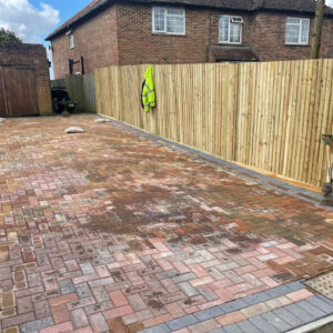 Block Paved Driveway with Brick Wall and Fencing in Ashford,…