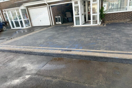 Charcoal Block Paved Driveway With Double And Single Natural Grey Border In Ashford, Kent (8)