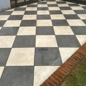 Chequered Porcelain Patio in Hythe